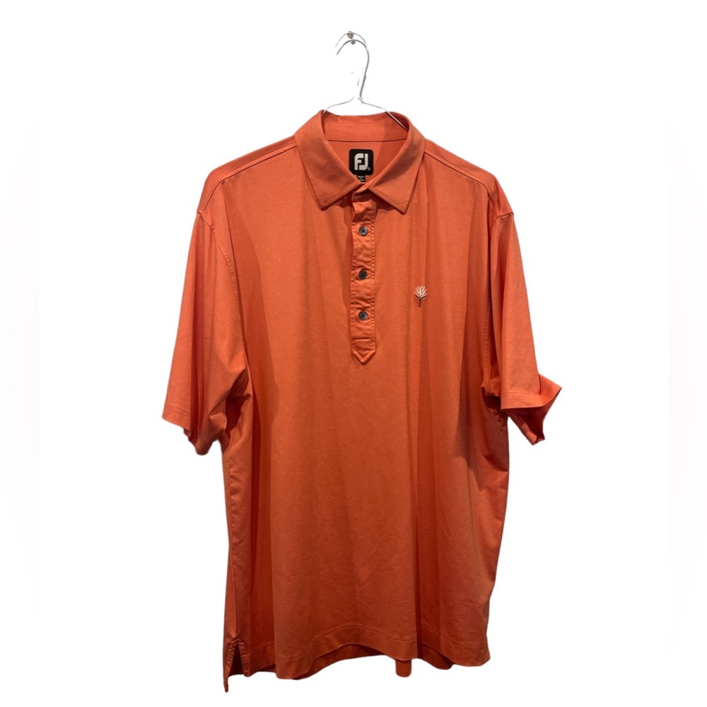 Footjoy Men’s‎ Size XL Golf Shirt Polo Solid Orange Polyester Spandex Logo EUC